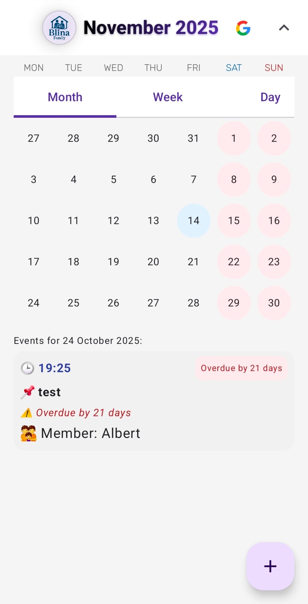Blina Family — Calendar