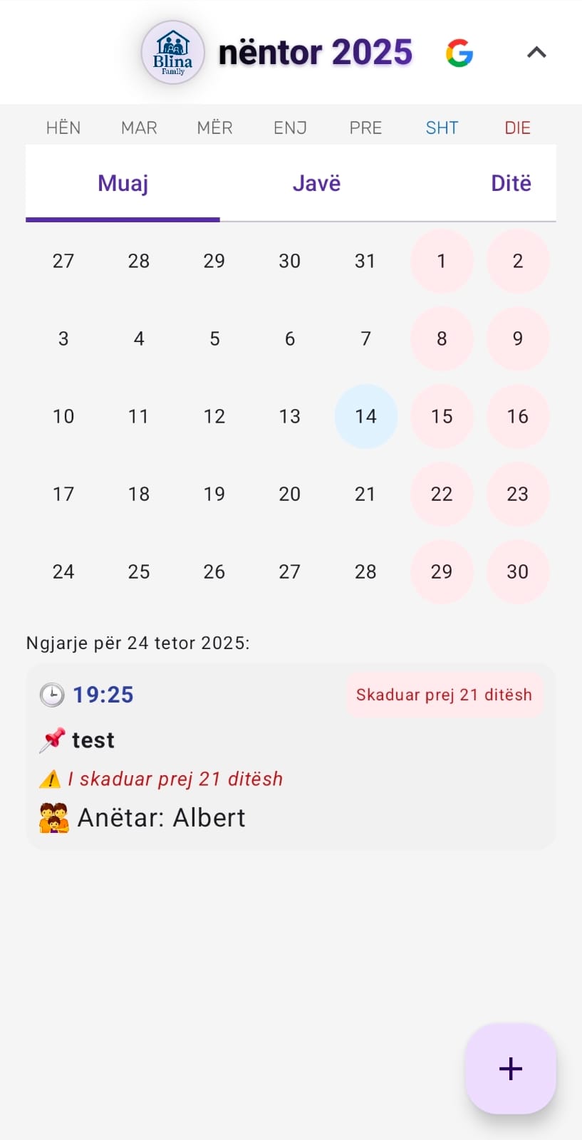 Blina Family — Kalendar