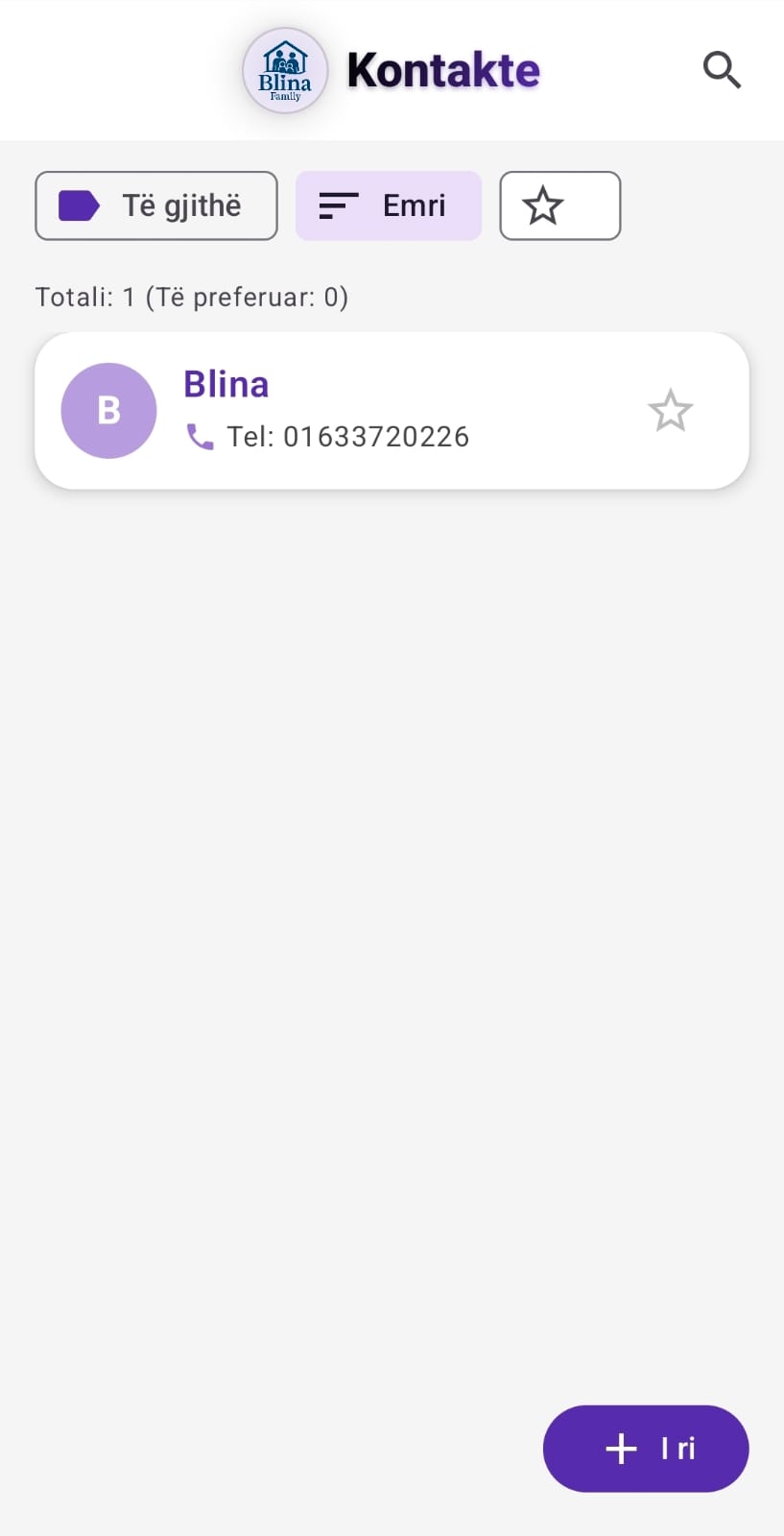 Blina Family — Rubrika e kontakteve